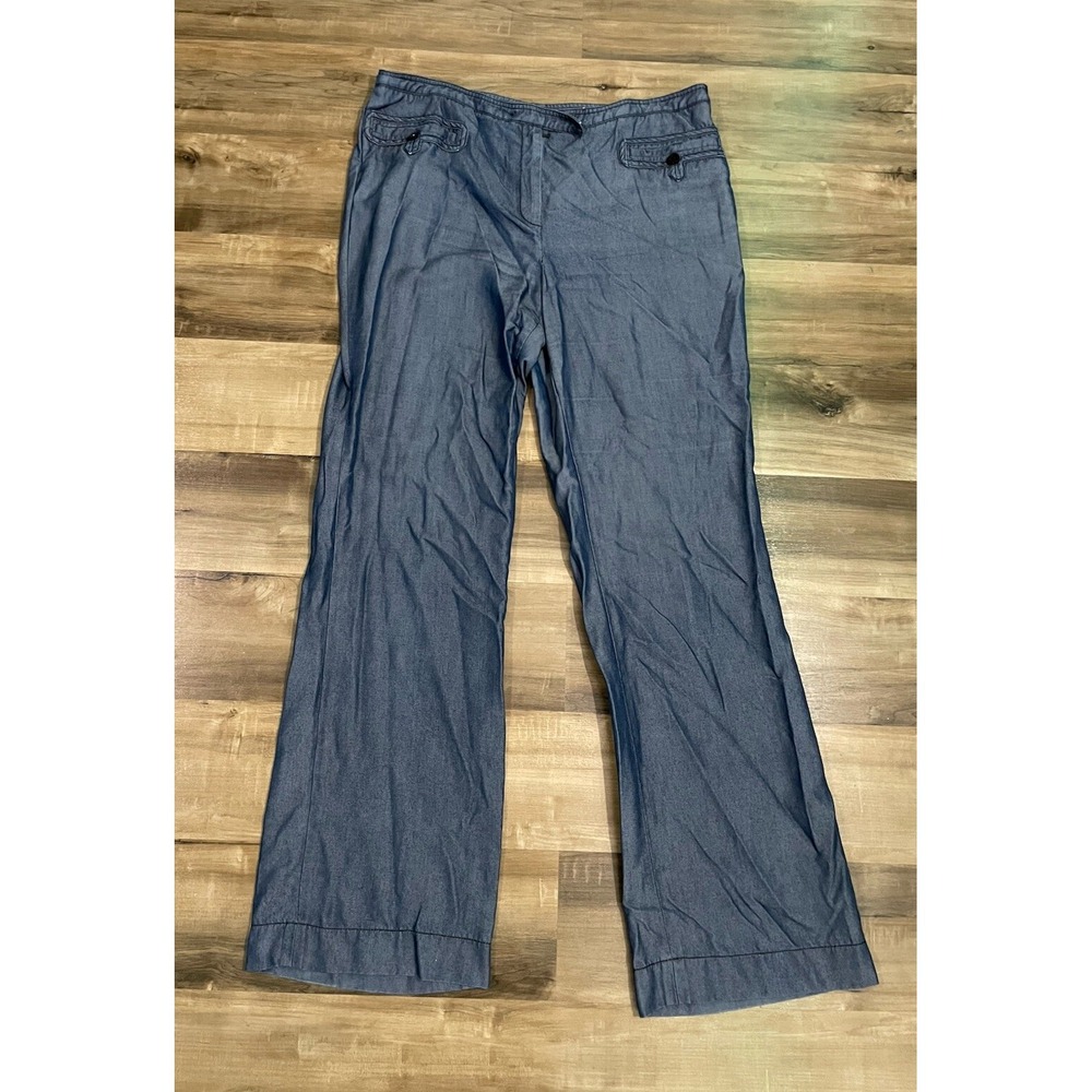 NWOT Z Spoke Zac Posen Women's Sz 16 Blue Chambray Trousers Wide Leg Pants